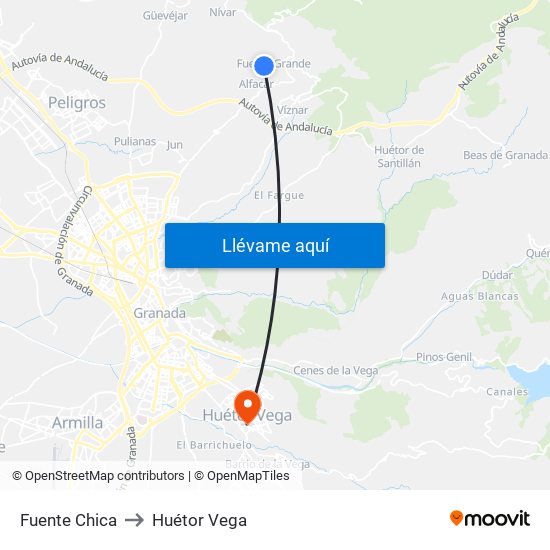 Fuente Chica to Huétor Vega map