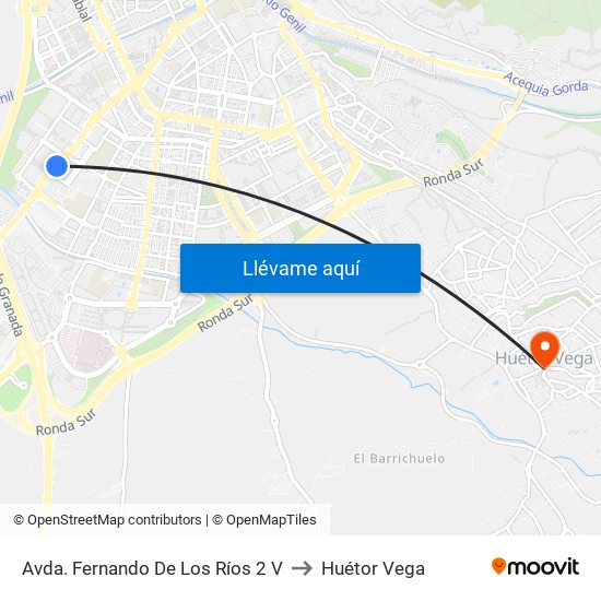Avda. Fernando De Los Ríos 2 V to Huétor Vega map