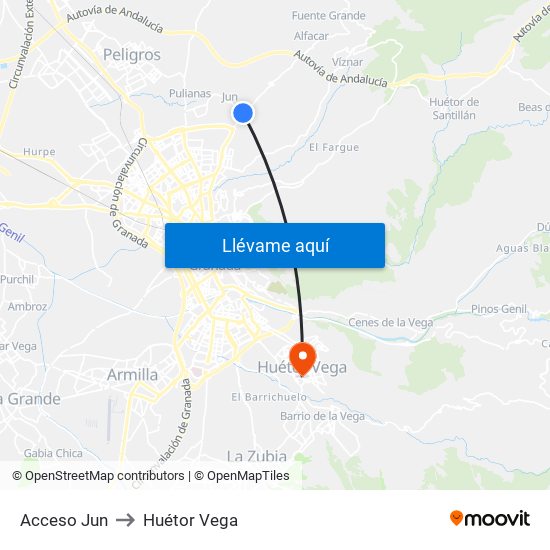 Acceso Jun to Huétor Vega map