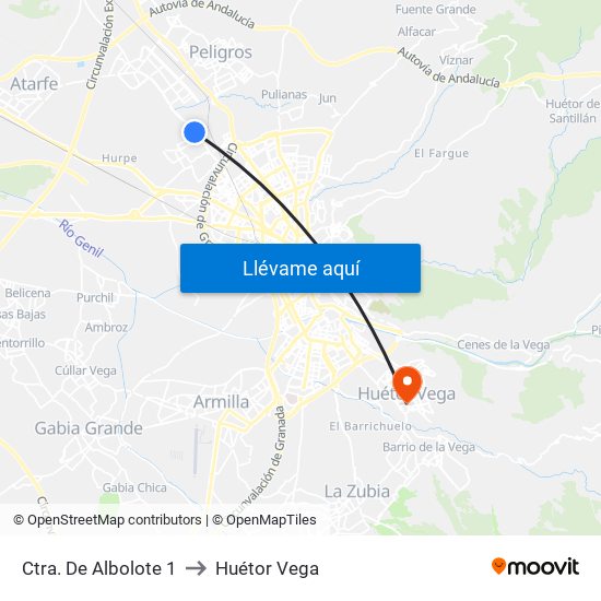 Ctra. De Albolote 1 to Huétor Vega map