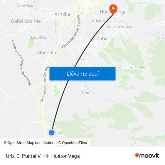 Urb. El Puntal V to Huétor Vega map