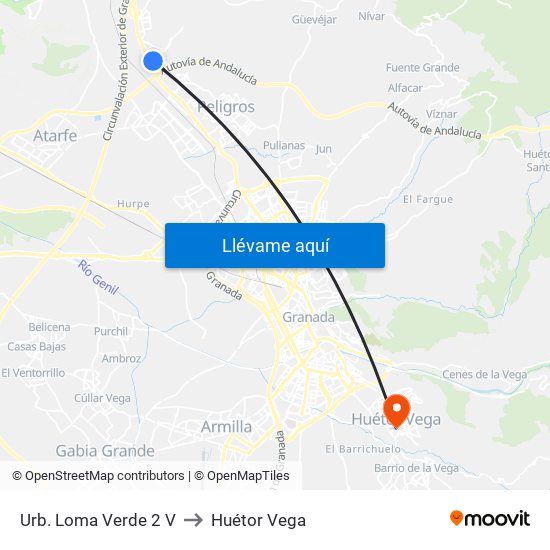 Urb. Loma Verde 2 V to Huétor Vega map