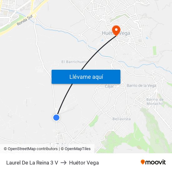 Laurel De La Reina 3 V to Huétor Vega map