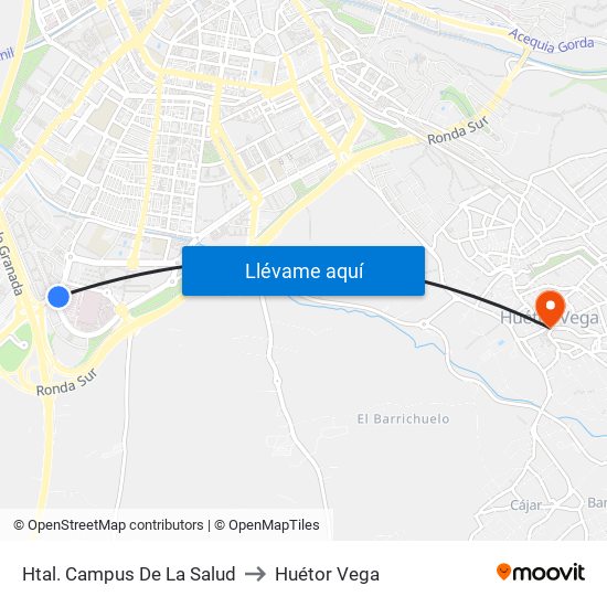 Htal. Campus De La Salud to Huétor Vega map