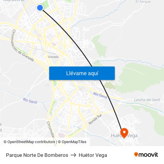 Parque Norte De Bomberos to Huétor Vega map
