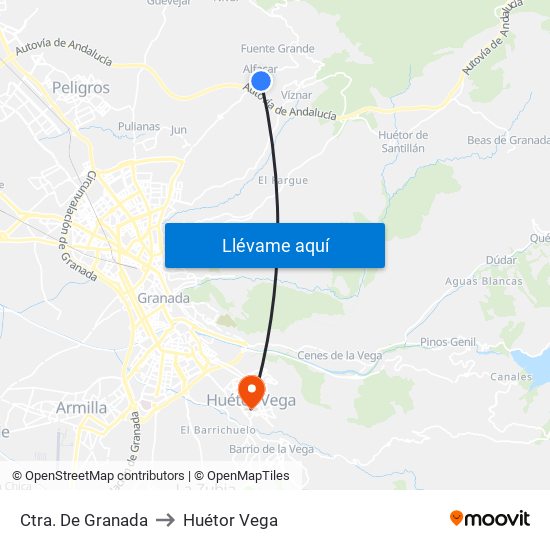 Ctra. De Granada to Huétor Vega map