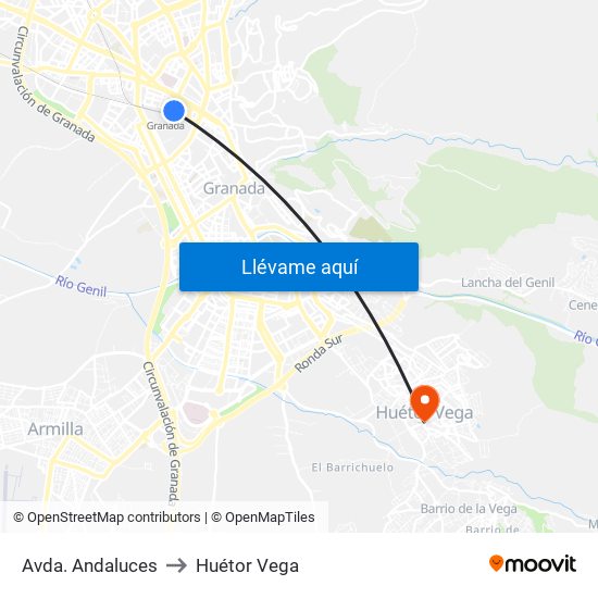 Avda. Andaluces to Huétor Vega map