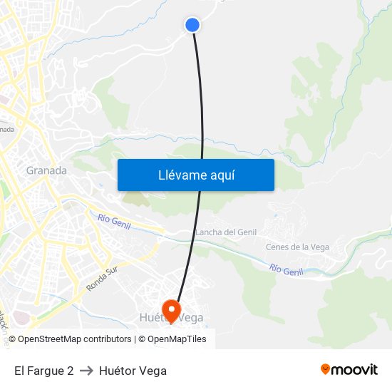 El Fargue 2 to Huétor Vega map