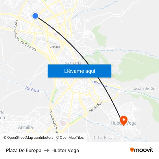 Plaza De Europa to Huétor Vega map
