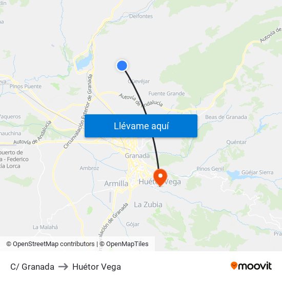 C/ Granada to Huétor Vega map