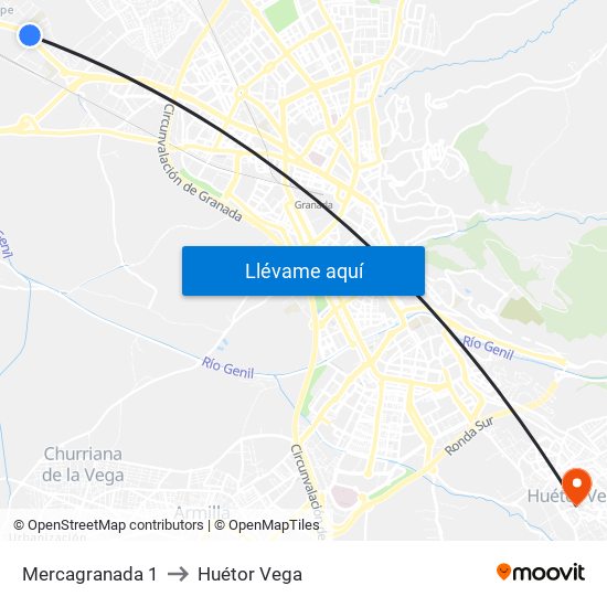 Mercagranada 1 to Huétor Vega map