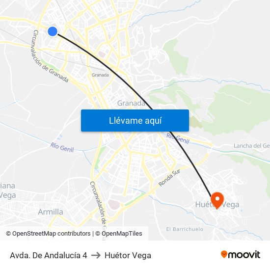 Avda. De Andalucía 4 to Huétor Vega map