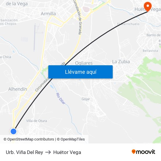 Urb. Viña Del Rey to Huétor Vega map