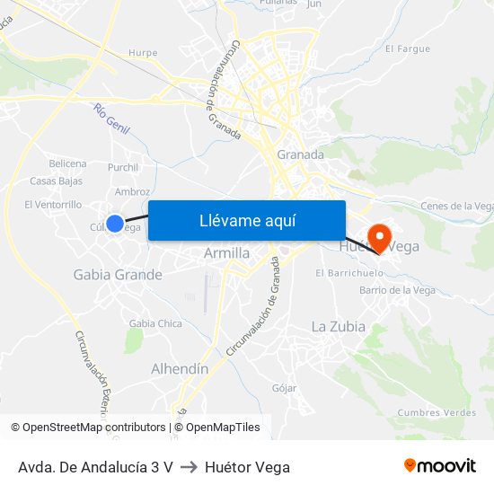Avda. De Andalucía 3 V to Huétor Vega map