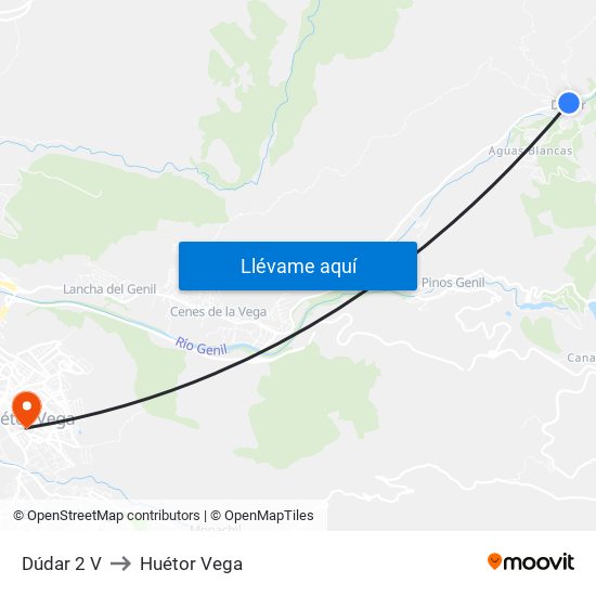 Dúdar 2 V to Huétor Vega map