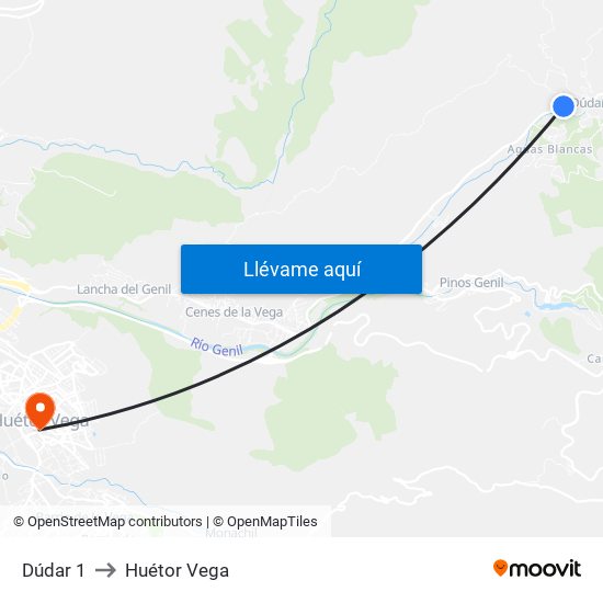 Dúdar 1 to Huétor Vega map