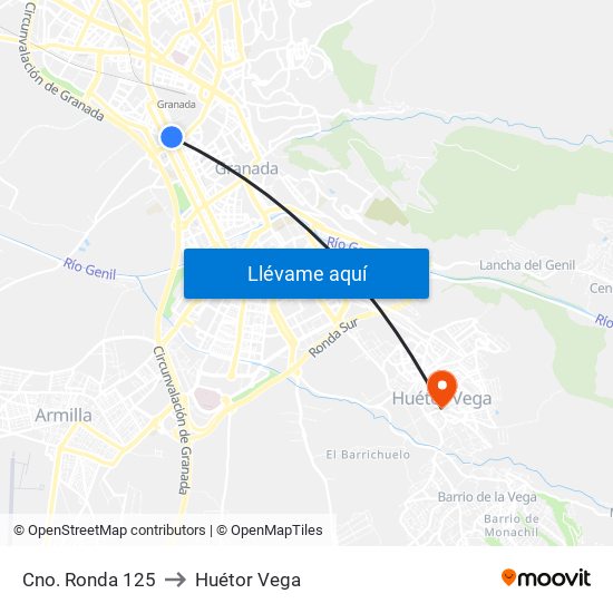 Cno. Ronda 125 to Huétor Vega map