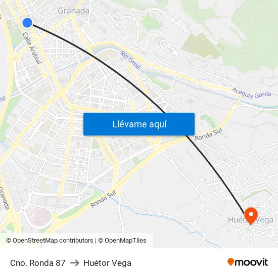 Cno. Ronda 87 to Huétor Vega map