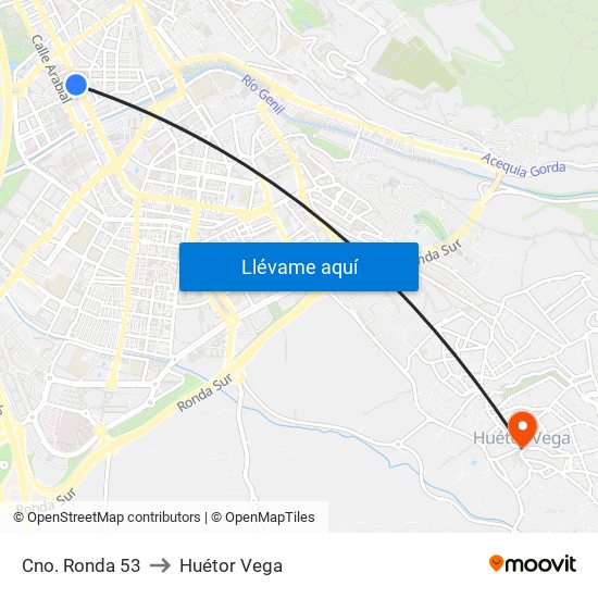 Cno. Ronda 53 to Huétor Vega map