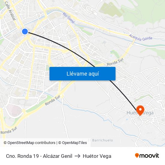 Cno. Ronda 19 - Alcázar Genil to Huétor Vega map