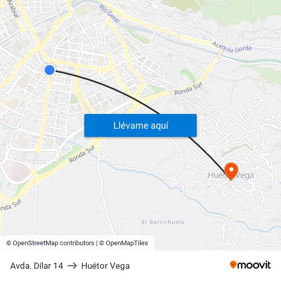 Avda. Dílar 14 to Huétor Vega map