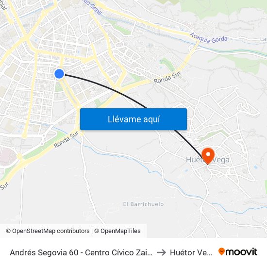 Andrés Segovia 60 - Centro Cívico Zaidín to Huétor Vega map