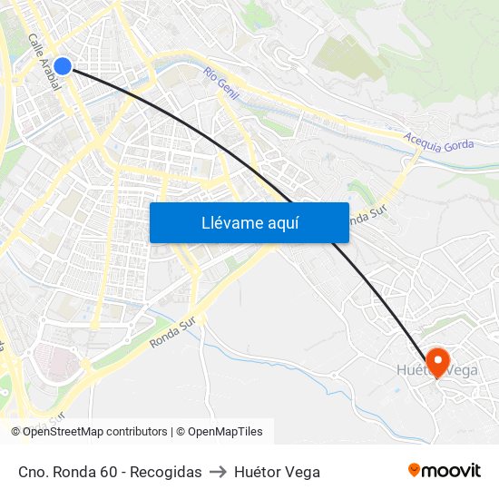 Cno. Ronda 60 - Recogidas to Huétor Vega map