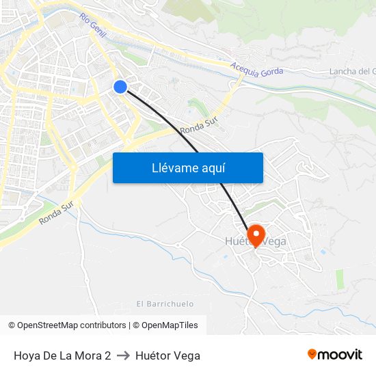Hoya De La Mora 2 to Huétor Vega map