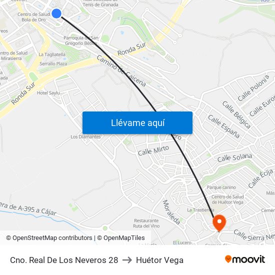 Cno. Real De Los Neveros 28 to Huétor Vega map