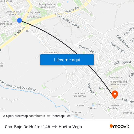 Cno. Bajo De Huétor 146 to Huétor Vega map