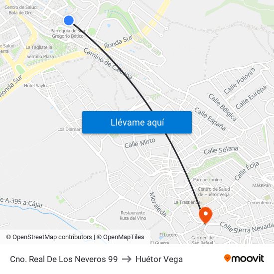 Cno. Real De Los Neveros 99 to Huétor Vega map