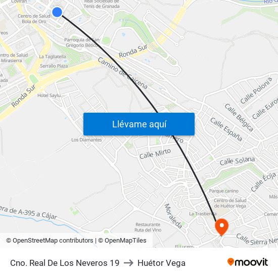 Cno. Real De Los Neveros 19 to Huétor Vega map