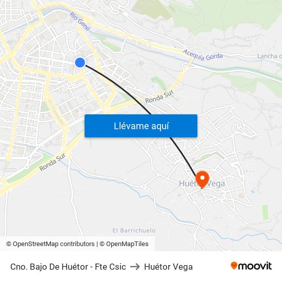 Cno. Bajo De Huétor - Fte Csic to Huétor Vega map