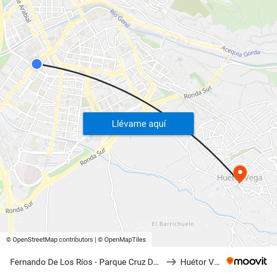 Fernando De Los Ríos - Parque Cruz De Lagos to Huétor Vega map