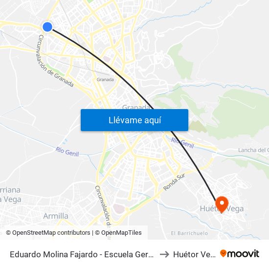 Eduardo Molina Fajardo - Escuela Gerencia to Huétor Vega map