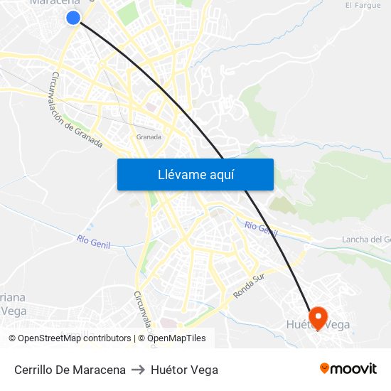 Cerrillo De Maracena to Huétor Vega map