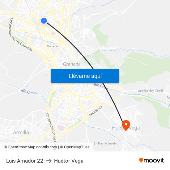 Luis Amador 22 to Huétor Vega map