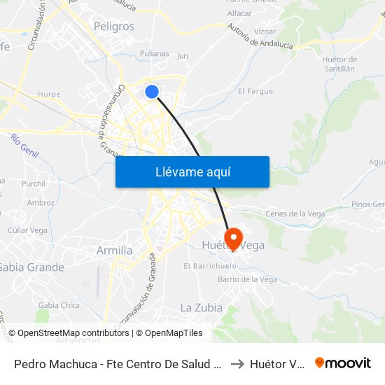 Pedro Machuca - Fte Centro De Salud Cartuja to Huétor Vega map