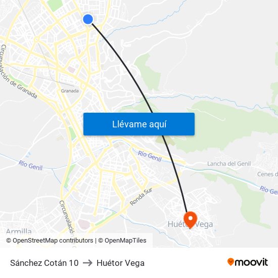 Sánchez Cotán 10 to Huétor Vega map