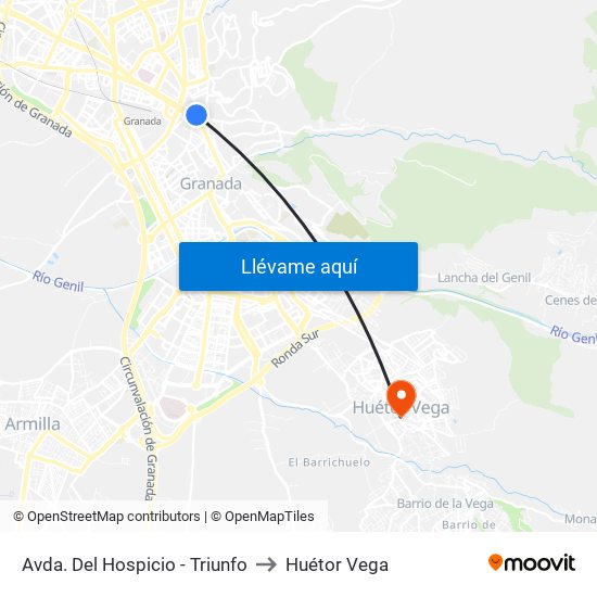 Avda. Del Hospicio - Triunfo to Huétor Vega map