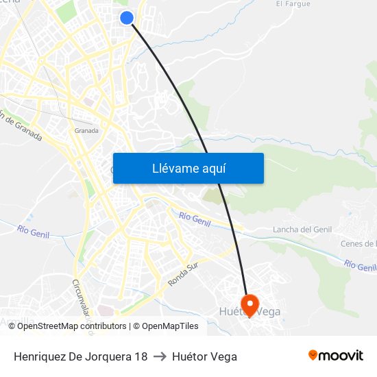 Henriquez De Jorquera 18 to Huétor Vega map