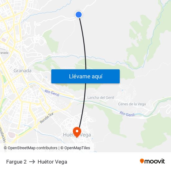 Fargue 2 to Huétor Vega map