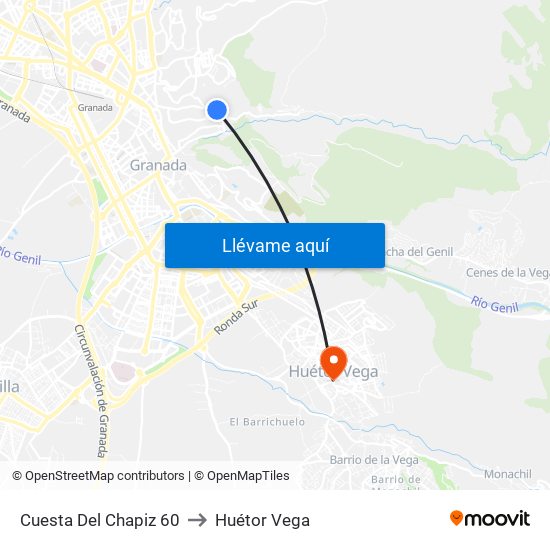 Cuesta Del Chapiz 60 to Huétor Vega map