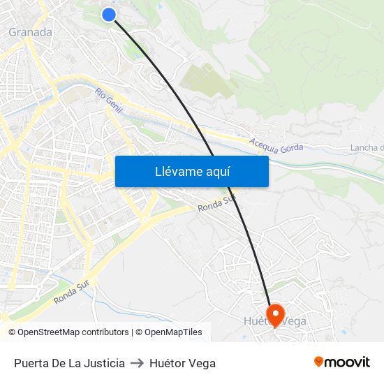 Puerta De La Justicia to Huétor Vega map