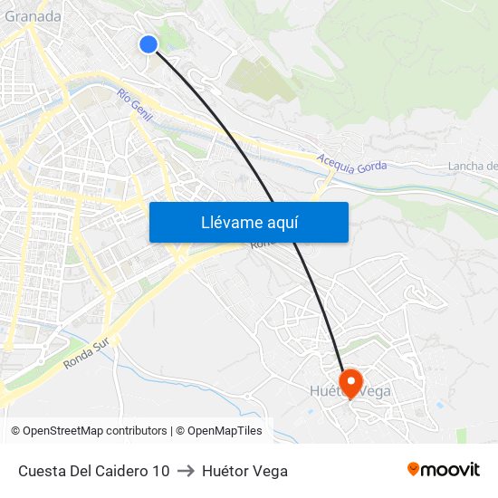 Cuesta Del Caidero 10 to Huétor Vega map