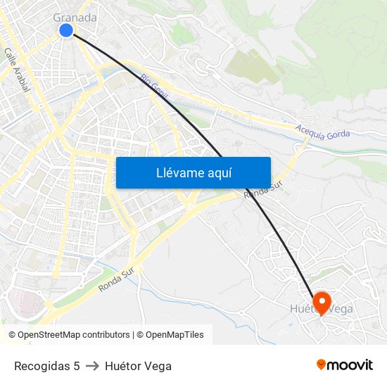 Recogidas 5 to Huétor Vega map