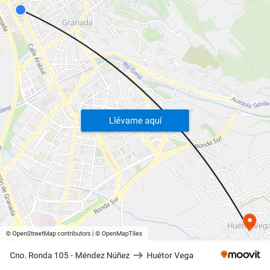 Cno. Ronda 105 - Méndez Núñez to Huétor Vega map