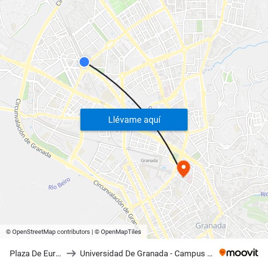 Plaza De Europa to Universidad De Granada - Campus Centro map