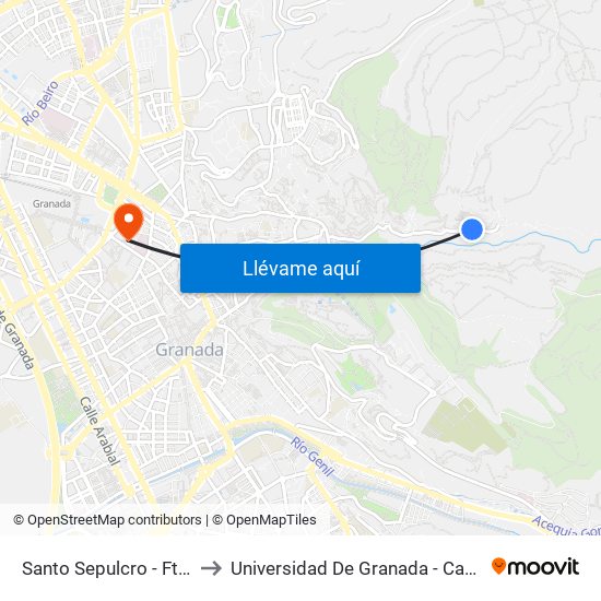 Santo Sepulcro - Fte. Ermita to Universidad De Granada - Campus Centro map