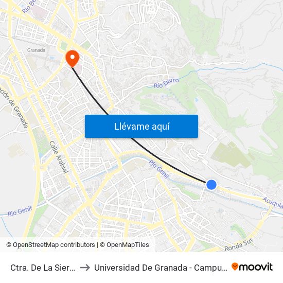 Ctra. De La Sierra 69 to Universidad De Granada - Campus Centro map